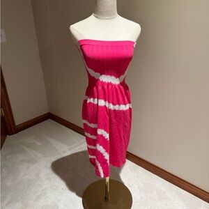 VENUS Strapless Dress in Pink and White